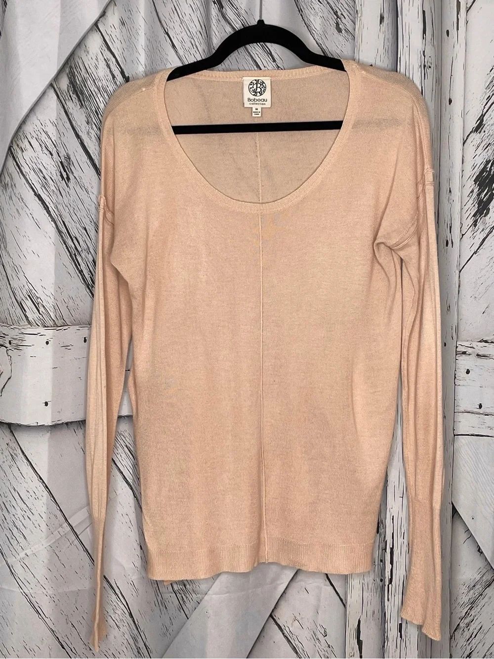 Bobeau June Lightweight Sweater Blush Pink M